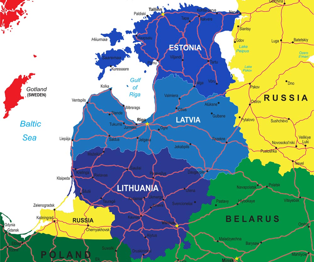Государства Прибалтики на карте